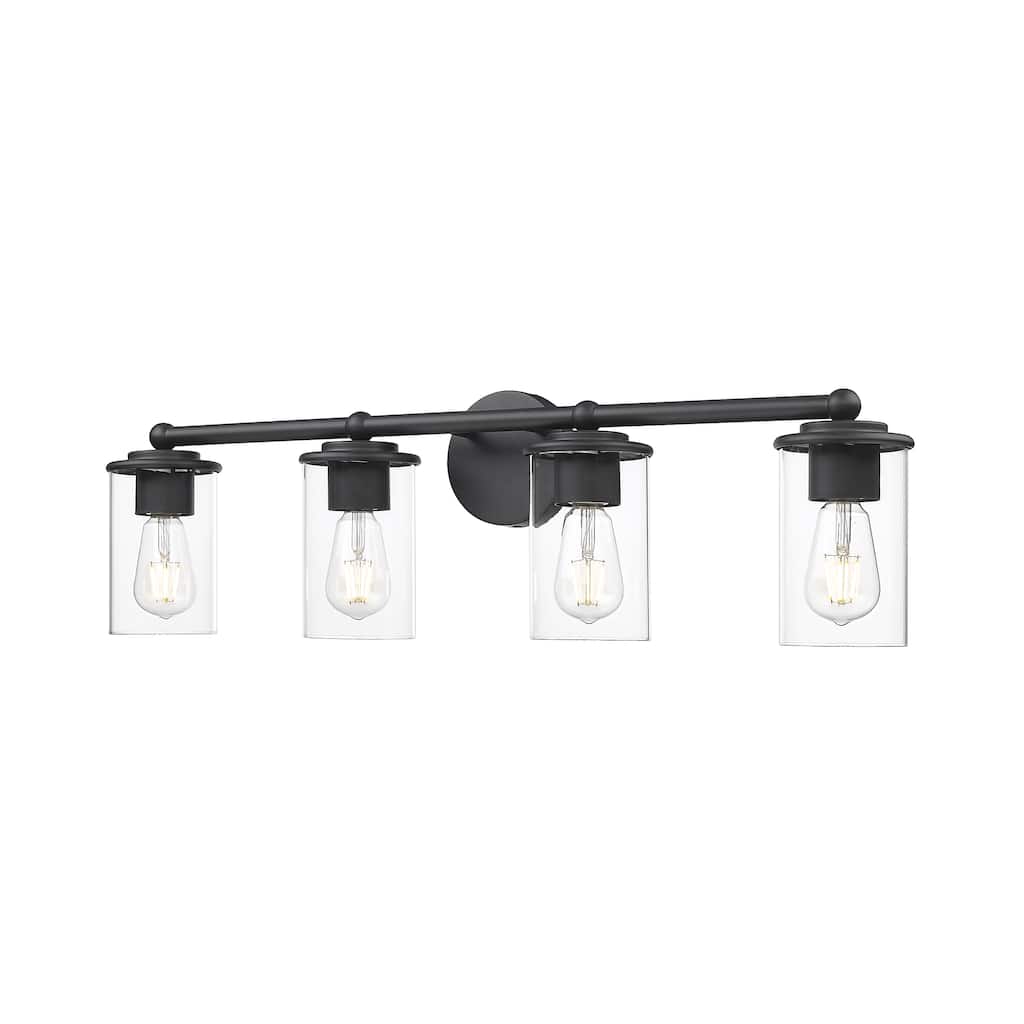 Thayer by Z-Lite 4 Light Vanity in Matte Black with Clear Glass Shade - Matte Black