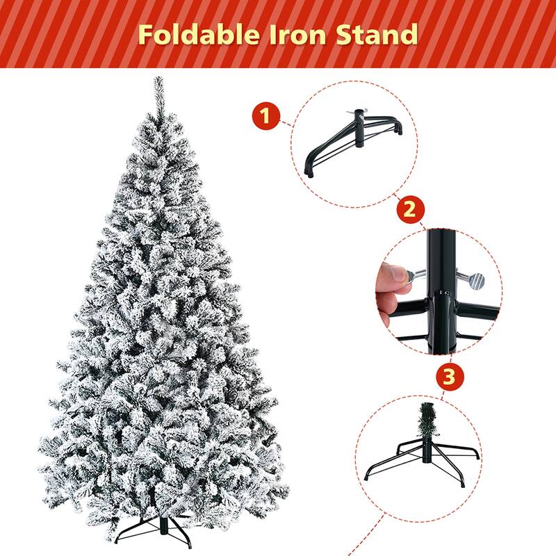 Artificial Snow Flocked Christmas Tree Snowy Hinged Pine Tree