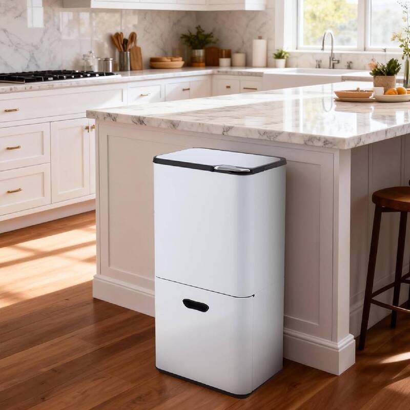 16 Gal Dual Compartment Recycling Bin Kitchen Trash Can
