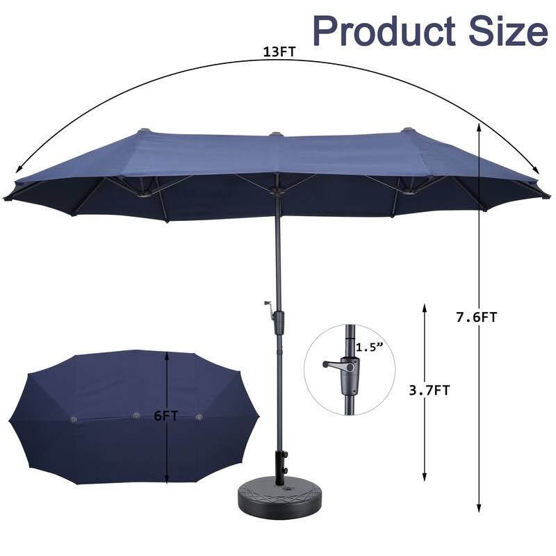 Autlaycil 13 ft Patio Umbrella with Crank Outdoor Umbrella with Base