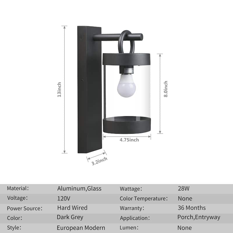 Wall Lights Outdoor Lantern with Dusk to Dawn Sensor E26 Bulb (Not Include) Max 28W
