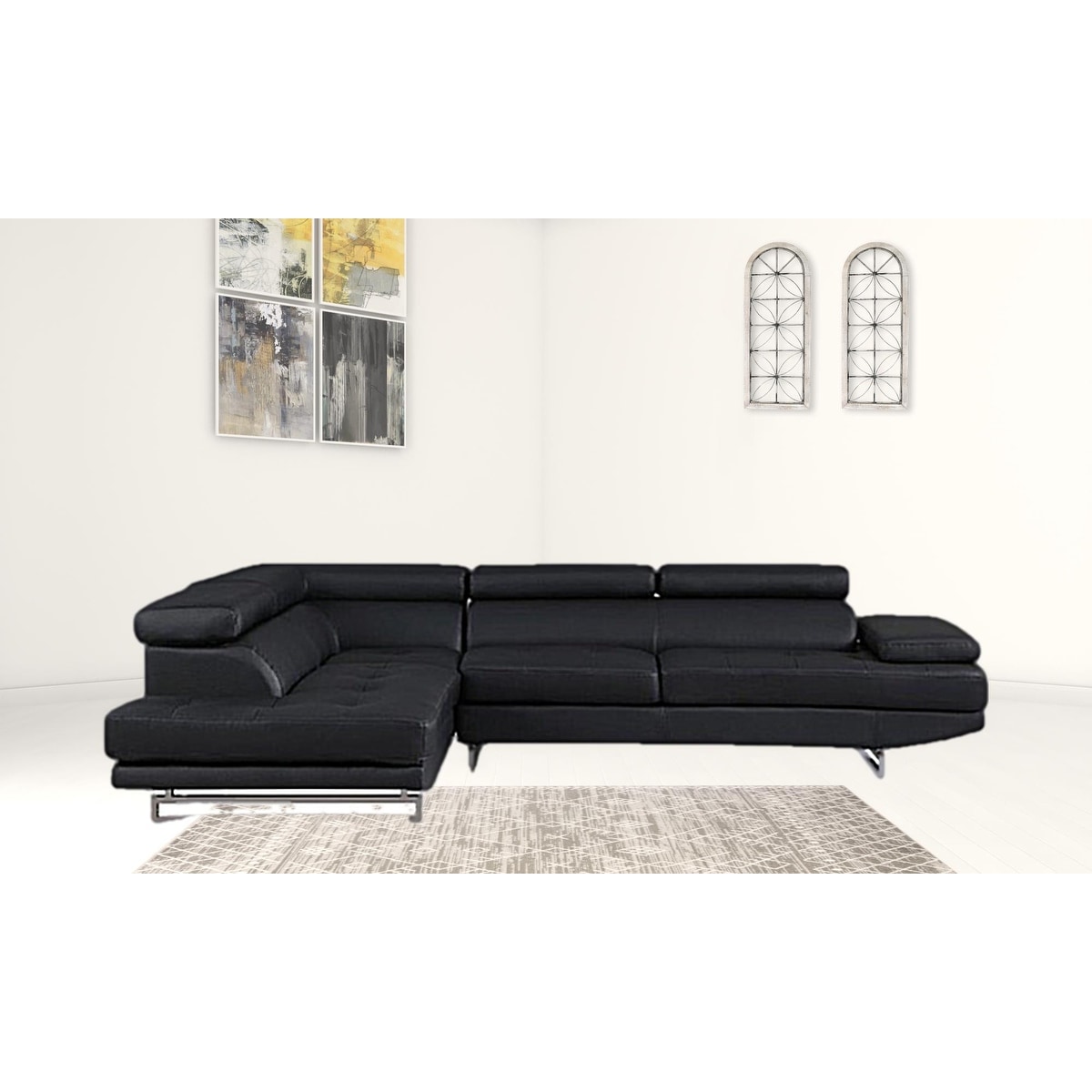 White Faux Leather Stationary L Shaped Two Piece Sofa And Chaise White Faux Leather Stationary L Shaped Two Piece Sofa And Chaise