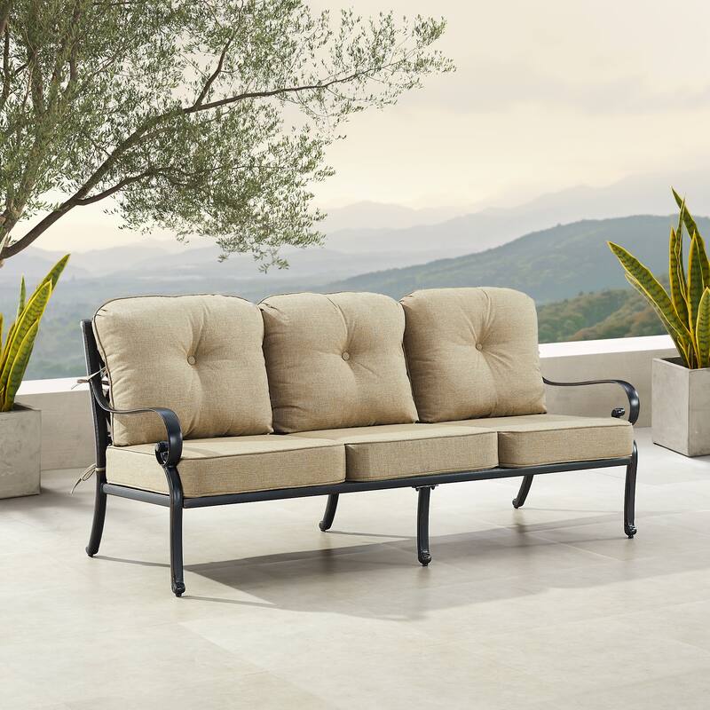 Black Aluminum Deep Seating Deep Seating Sofa with Cushions - Antique Copper