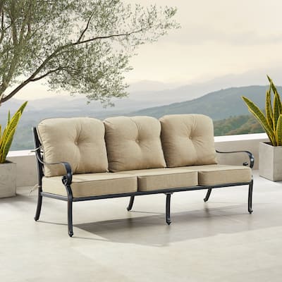 Black Aluminum Deep Seating Deep Seating Sofa with Cushions
