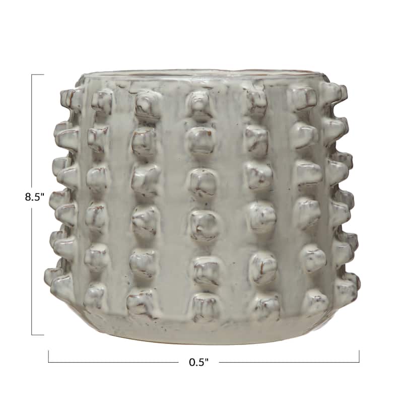Stoneware Planter with Raised Dots - 10.6"L x 10.5"W x 8.5"H