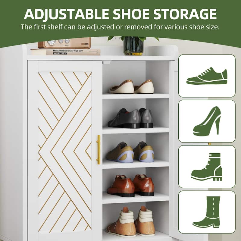 Moasis 5-Tier Shoe Storage Cabinet Shoe Organizer with Doors for Hallway