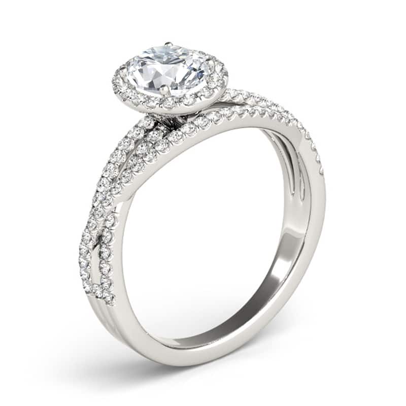 Auriya 14k White Gold Lab Grown Oval Diamond Halo Engagement Ring 0.50 to 5.00 ct. tw. (F-G VS)