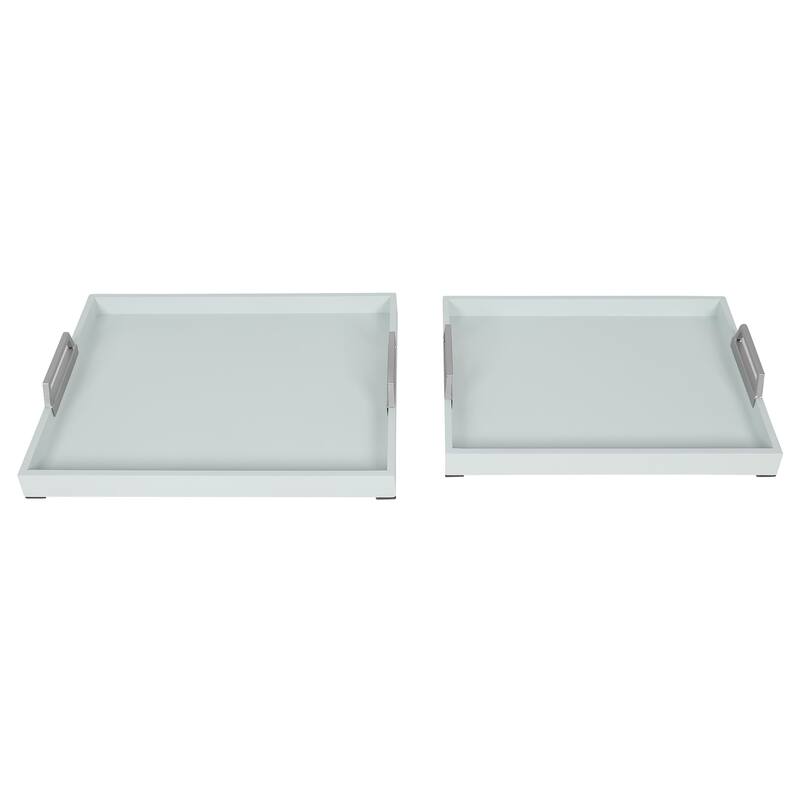 StyleCraft Perry - Norman Wyatt Home - Set of 2 Wooden Tray - Whisper Blue, White