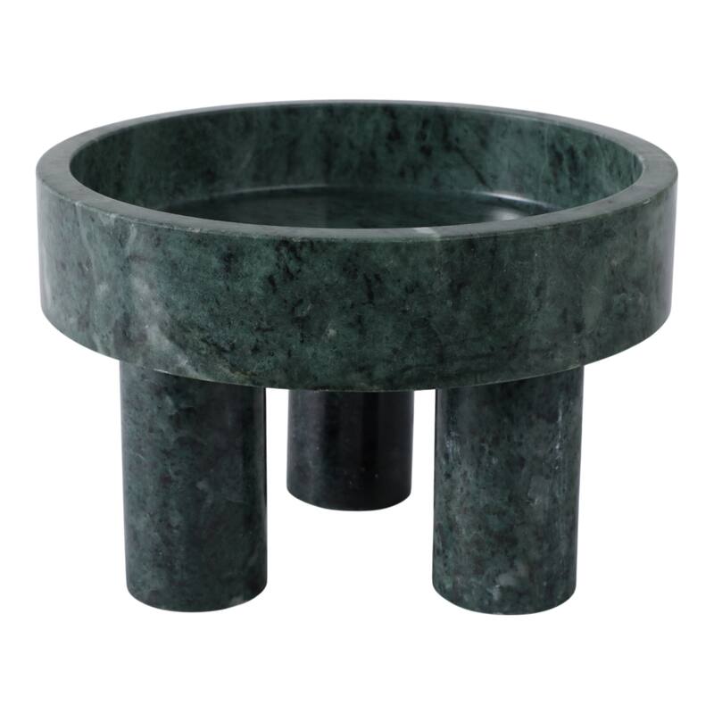 Marble Bowl with Tripod Legs Decorative Accent Home Decor - 6" Green - 9" x 9" x 6" - Green - 9" x 9" x 6"