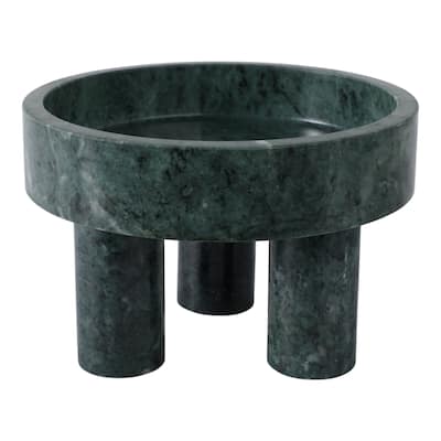 Marble Bowl with Tripod Legs Decorative Accent Home Decor - 6" Green - 9" x 9" x 6"