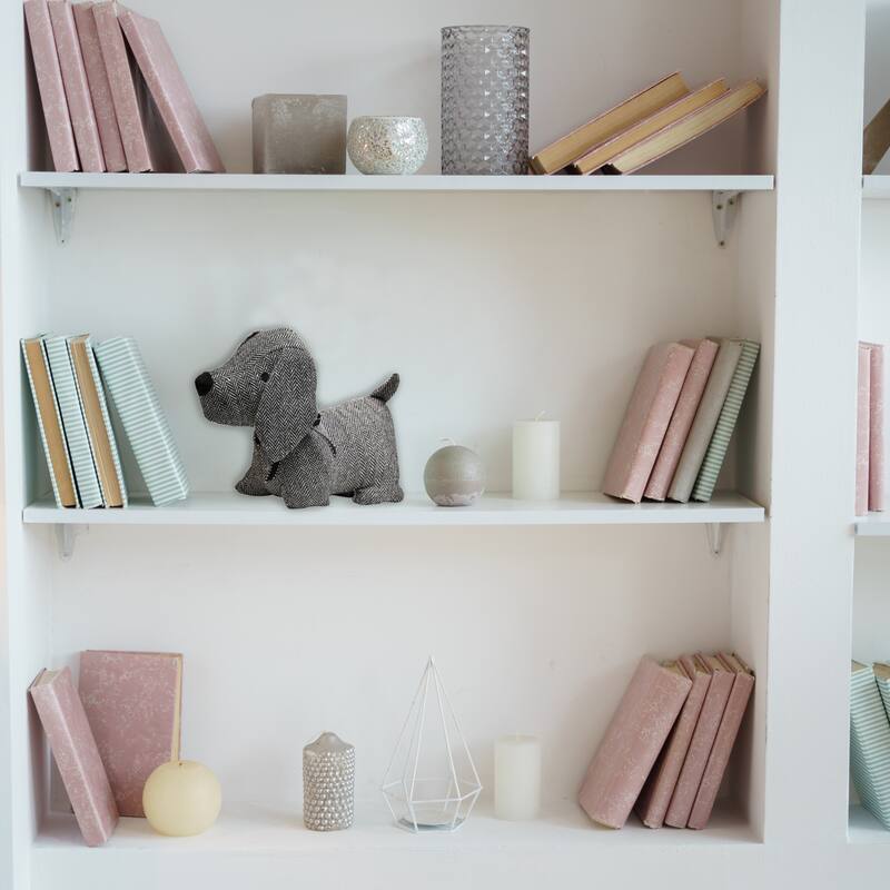 3D Dog Fabric Weighted Bag Door Stop 2.3 lbs Black White 7"H x 10.8"L