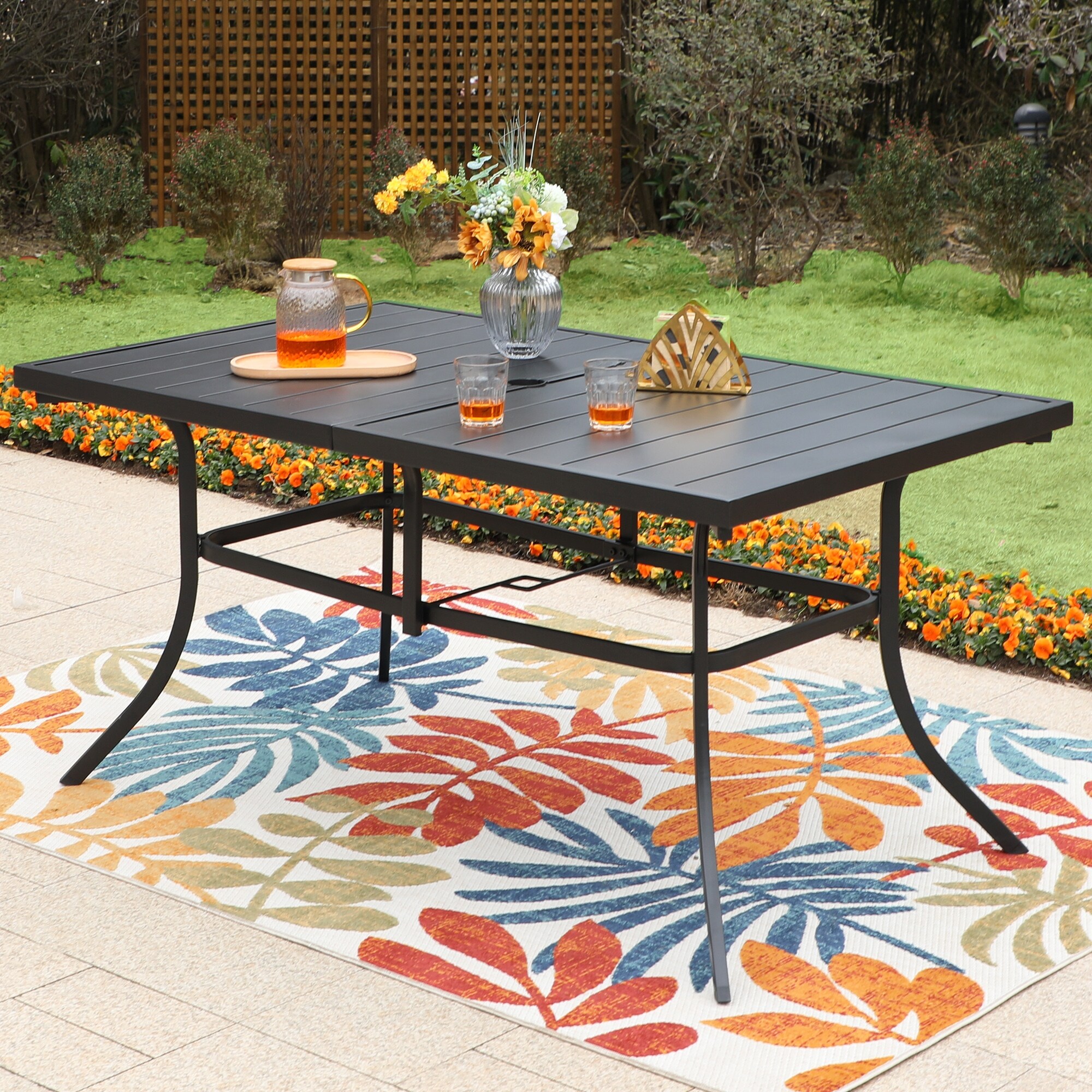 Cayman black sand rectangle best sale aluminum outdoor dining table