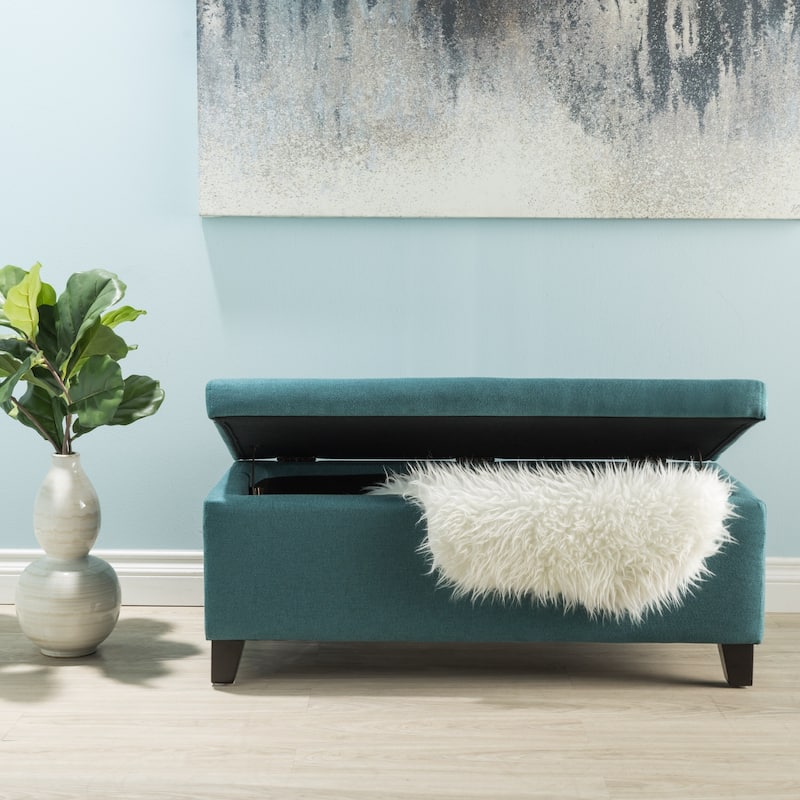 Breanna Modern Upholstered Storage Ottoman by Christopher Knight Home - Dark Teal