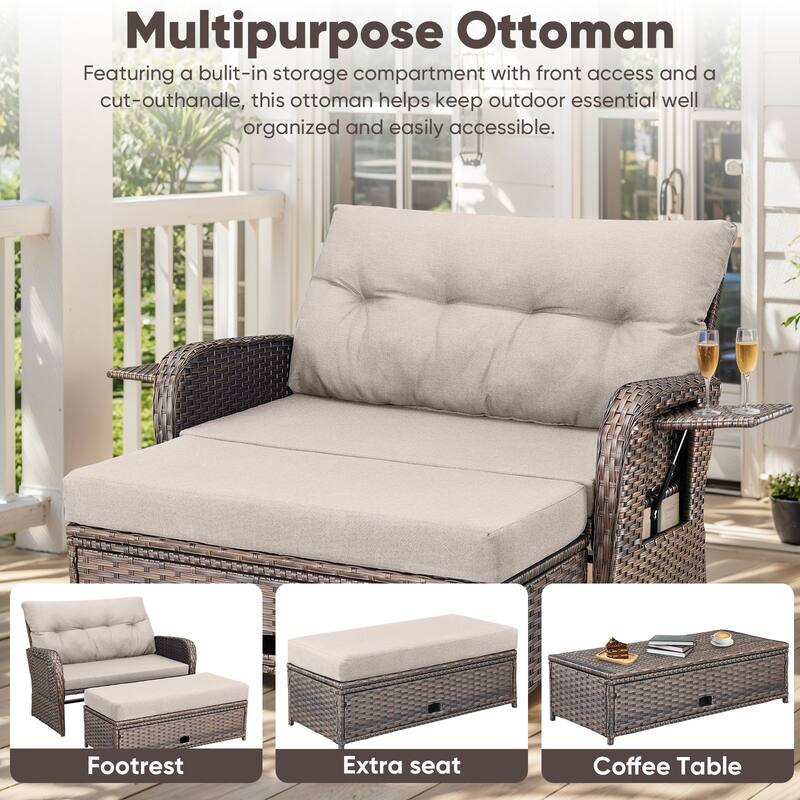 Outdoor Patio Double Lounge Chair without Ottoman