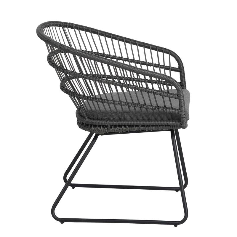 Christopher Knight Home - Modern 7-Piece PE Rattan Outdoor Wicker Dining Set with Oval Table and Cushioned Tub Chairs