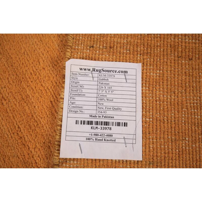 Modern Gabbeh Oriental Area Rug Hand-Knotted Wool Carpet - 5'5" x 7'5"