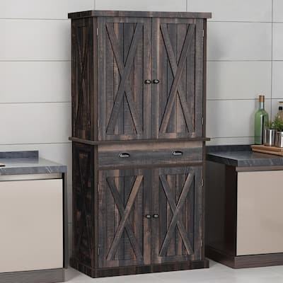 Farmhouse Kitchen Storage Pantry Cabinet, Bathroom Storage Cabinet