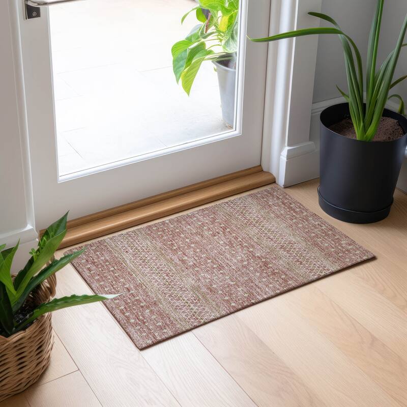 Machine Washable Indoor/ Outdoor Chantille Morrocan Boho Rug - Blush - 1'8" x 2'6"