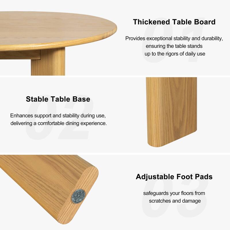 Solid Wood Farmhouse Dining Table Oval Wood Top for Modern Dining Rooms & Family Gatherings