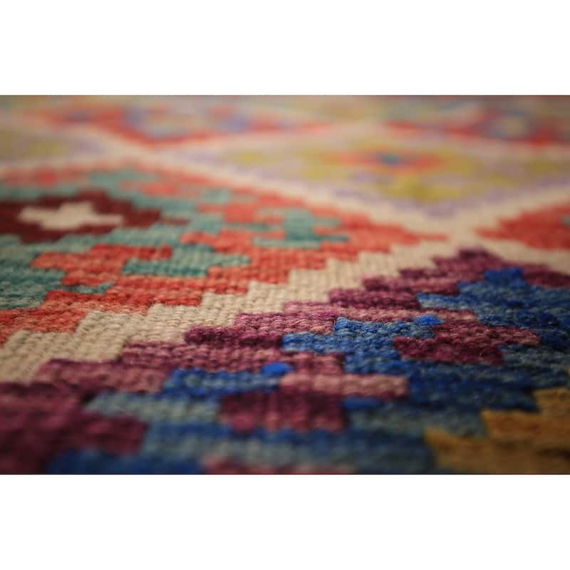 Reversible Kilim Oriental Area Rug Hand-Woven Wool Carpet - 8'0" x 9'10"