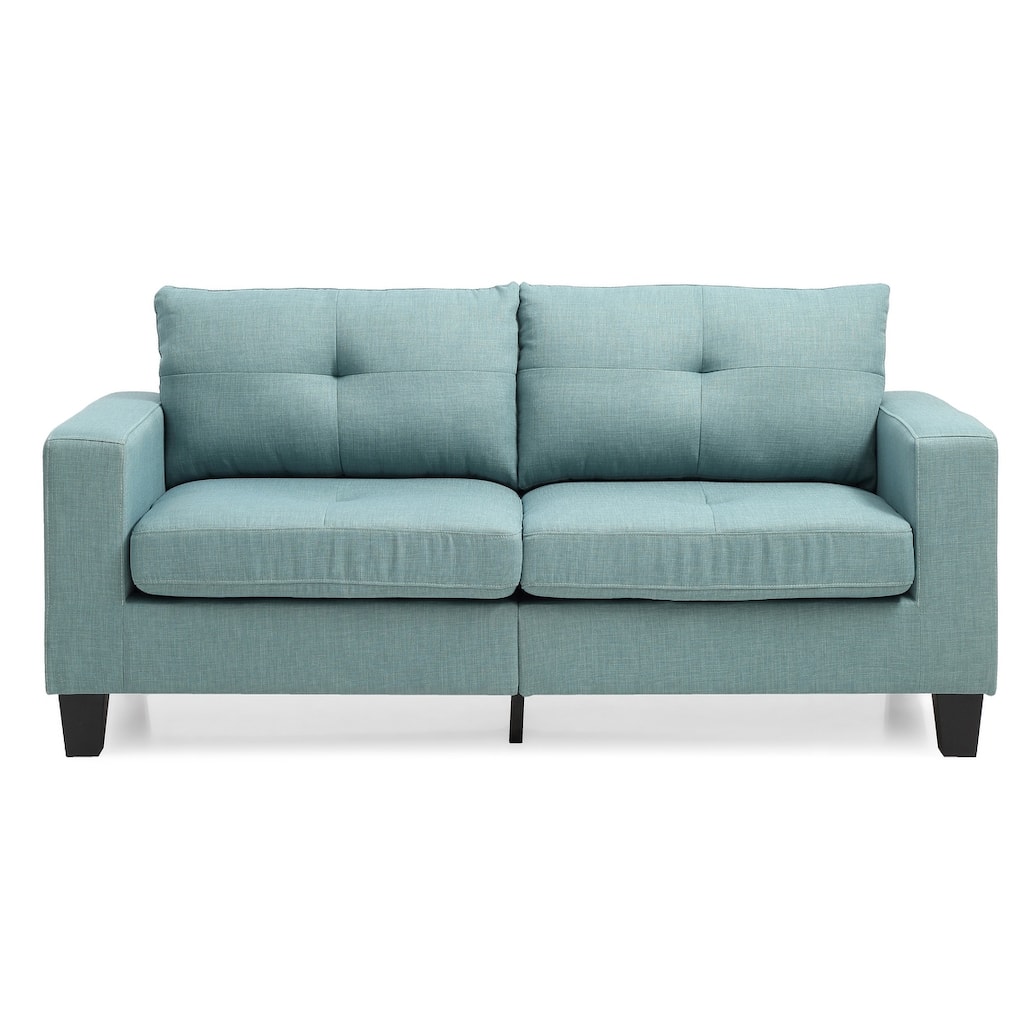 Square Arm Twill Tufted Straight Sofa - 71" - Teal