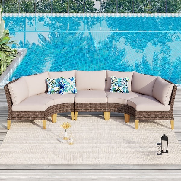 Half Moon Outdoor Table DEVOKO 5-Piece Patio Outdoor Half-oon