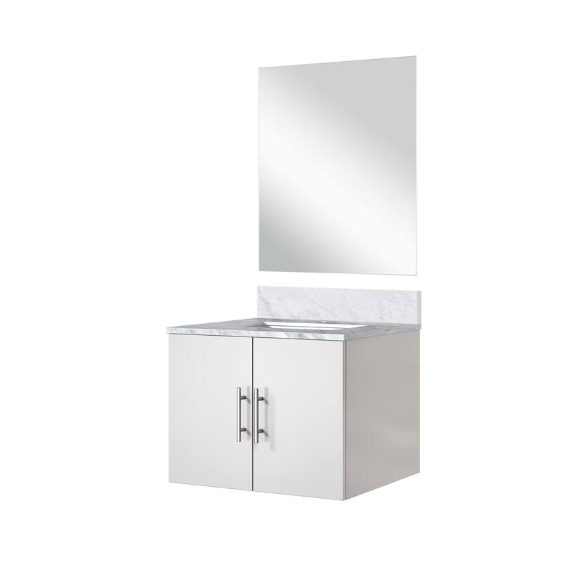 Bathroom Vanity Set with Marble Top, Single Hole Faucet, Mirror Included, Stainless Steel
