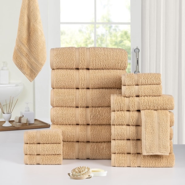 Bibb Home 18 Piece Zero Twist Egyptian Cotton Towel Set - Linen