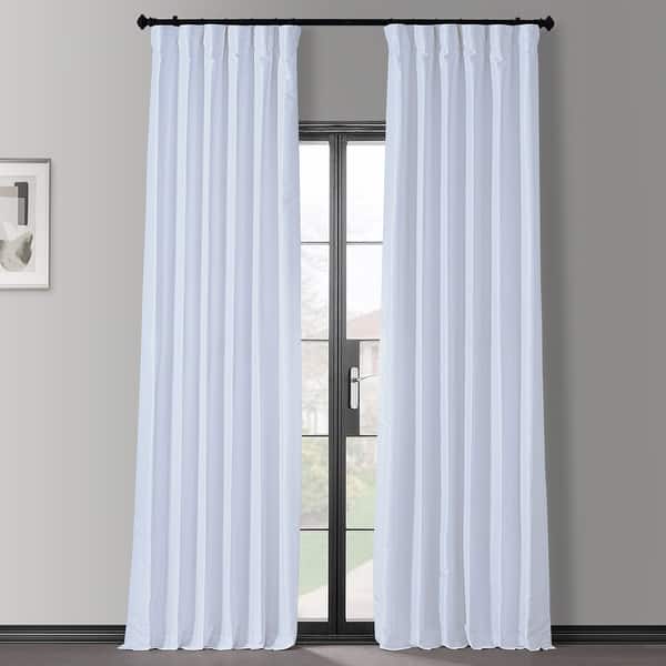 slide 1 of 31, Exclusive Fabrics Blackout Textured Faux Dupioni Silk Curtain Panel 50 X 108 - Ice