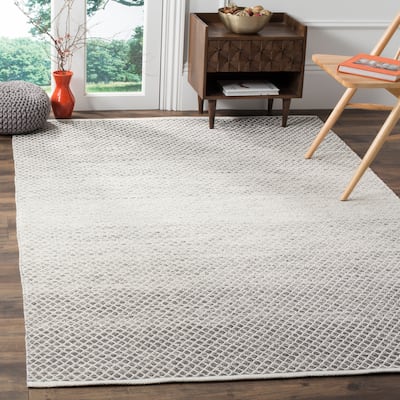 SAFAVIEH Handmade Flatweave Montauk Geert Cotton Rug - Light Grey/Ivory - 8' x 10'