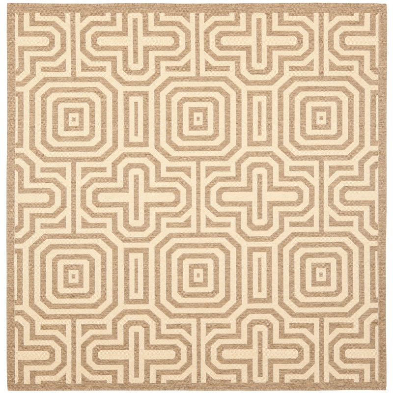 SAFAVIEH Courtyard Billye Indoor/ Outdoor Waterproof Patio Backyard Rug - 6'7" Square - Brown/Natural