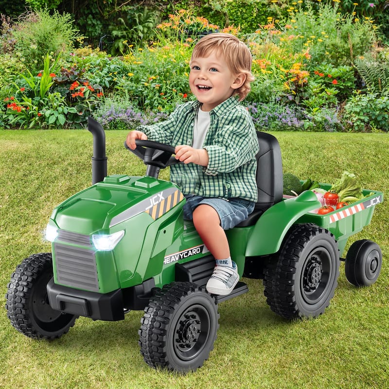 Gymax 2-in-1 Kids Ride On Tractor 12V Battery Powered Toy Car w/