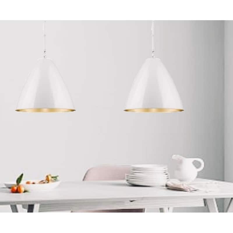15 Inch Farmhouse Cone Pendant White and Gold