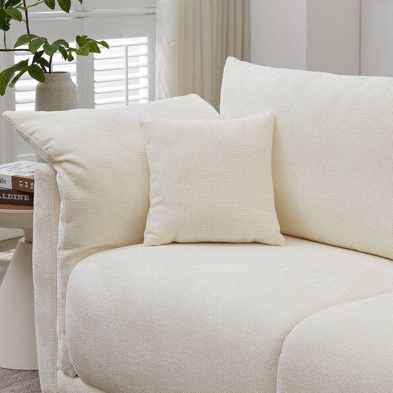 3-Seater Sofa With Unique Design And Soft Arm Pillows Contemporary Style Linen Sofa With 3 Comfortable Cushions With 2 Pillows