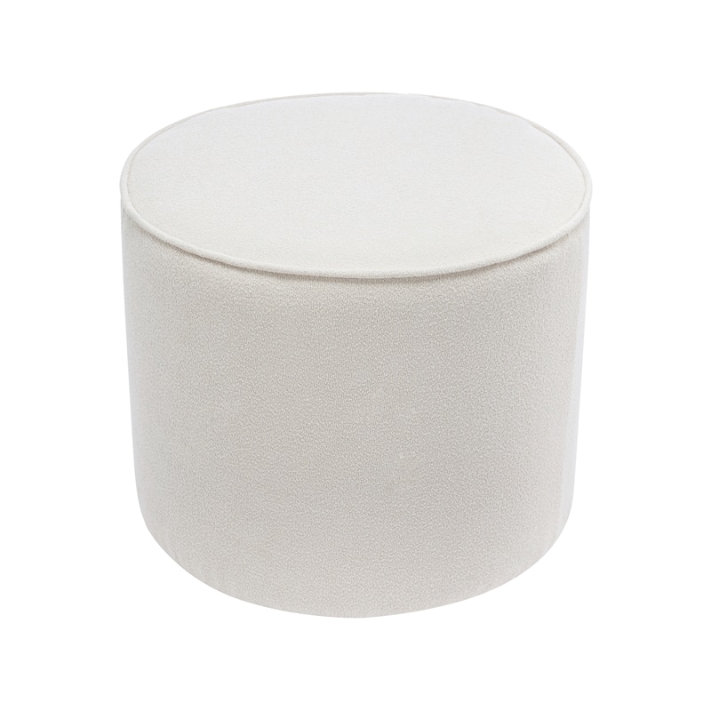Porthos Home Belia Boucle Fabric Round Ottoman Coffee Table - White