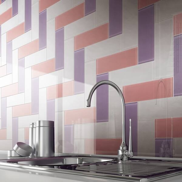 Tilegen 4 X 12 Gl Subway Tile In Pink Wall 30 X 12 Gl Subway Tile