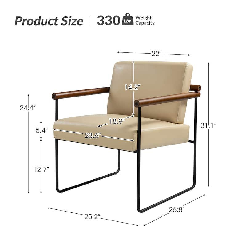Justo Modern Accent Armchair with Metal Base and Removable Cushion By HULALA HOME