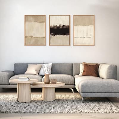 Abstract Neutral Horizontal Painting,Modern Minimalist Beige