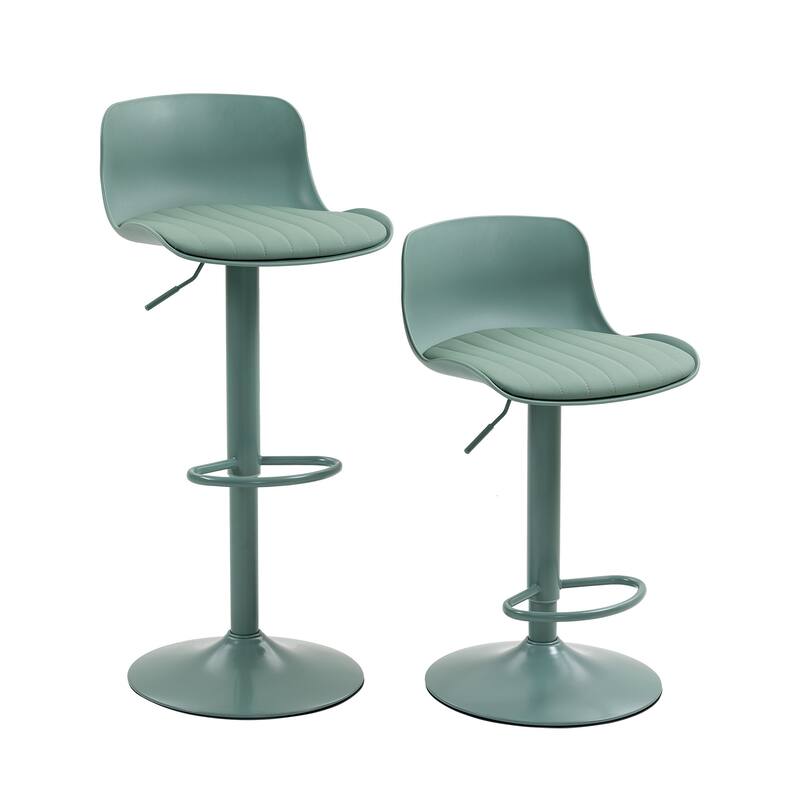 Counter Height Bar Stools Set of 2, Height Adjustable Swivel Bar Stools, Armless PU Leather Kitchen Island Chairs