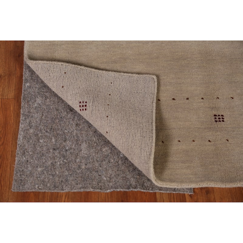 Tribal Gabbeh Indian Rug Handmade Beige Modern Wool Carpet - 4'0" x 5'11"