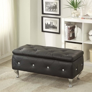 Glam Leather Upholstered Tufted Storage Bench