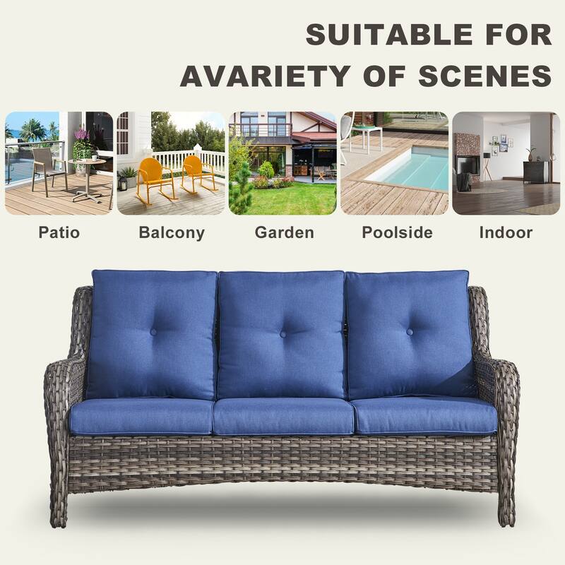 Gymojoy 4-Piece Outdoor Patio Sofa Chair with Coffee Table