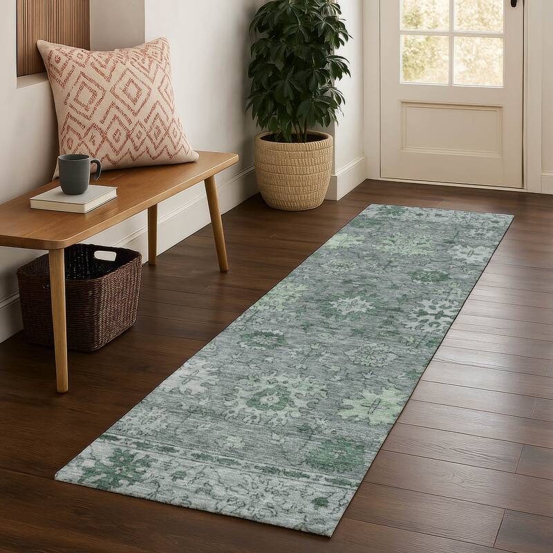 Premium Washable Super Soft Traditional Caply Mayfield Rug - Aloe - 2'3" x 7'6"