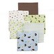 preview thumbnail 2 of 0, Cozy Line 6-Pack Blue Green Monkey Bird Sports Dot Stripe Unisex Baby Cotton Flannel Receiving Blankets