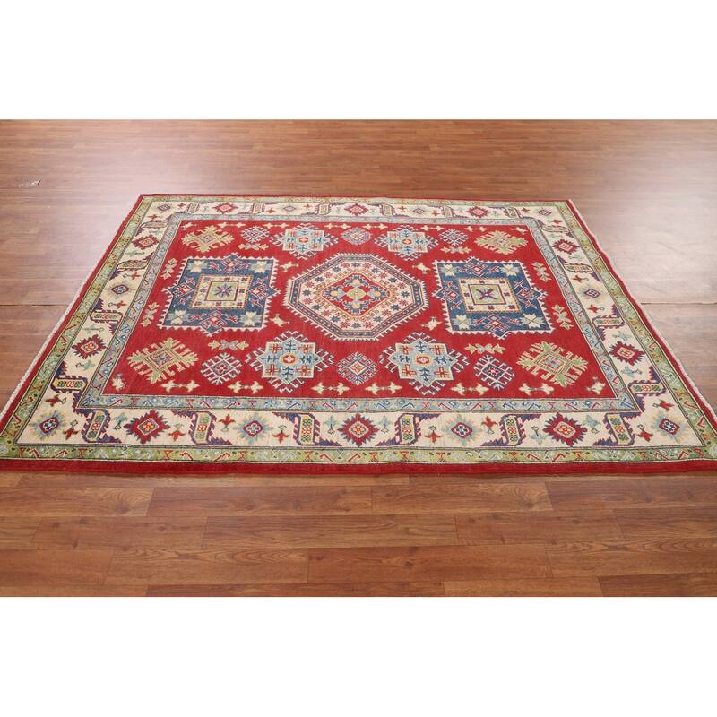 Traditional Red Kazak Oriental Area Rug Hand-Knotted Wool Carpet - 5'1" x 6'9"