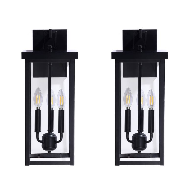 2 Pack Clear Glass Outdoor Lighting Wall Sconce