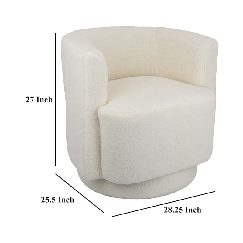 Selvi Swivel Accent Chair, Extra Soft Cushioning, Round, White Fabric