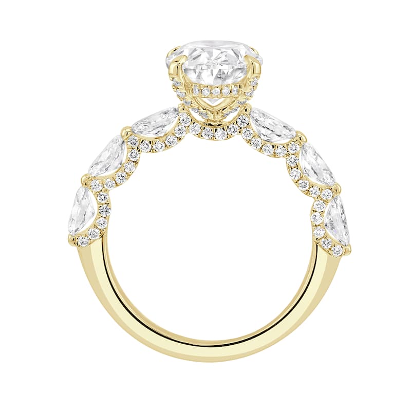 Auriya 14k Gold 6 3/5ctw Lab grown Oval Scalloped Hidden Halo Diamond Engagement Ring (F-G VS)