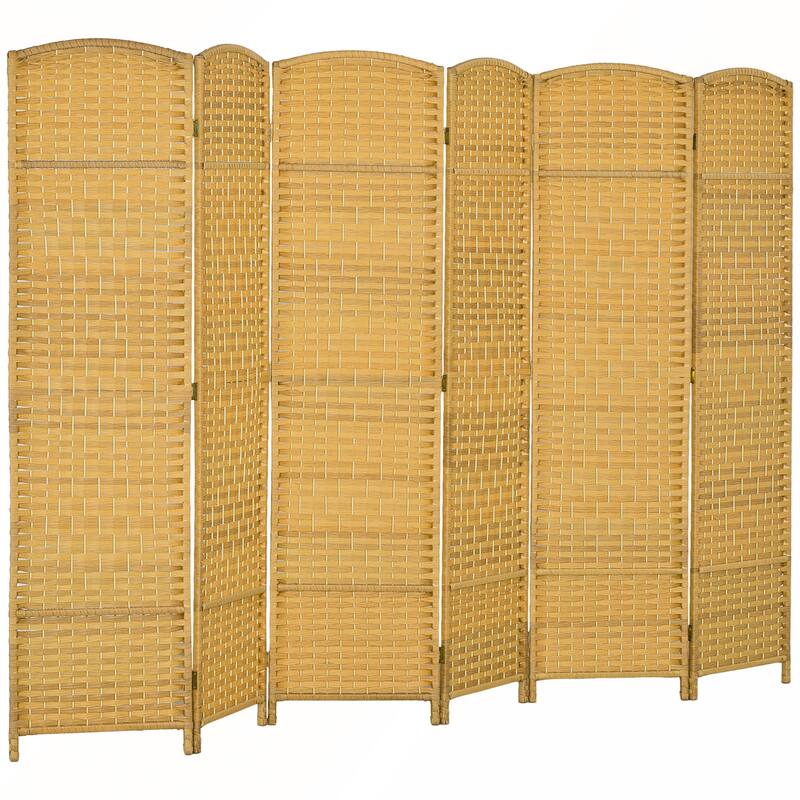 Hand-Woven 6-Panel Freestanding Privacy Screen for Home and Office