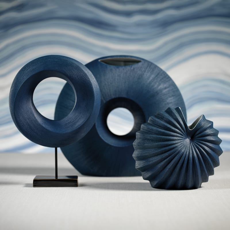 Blue Water Shell Porcelain Vase